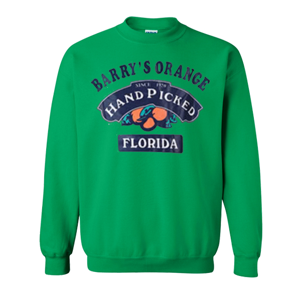 Orange Print Loose Green Sweatshirt