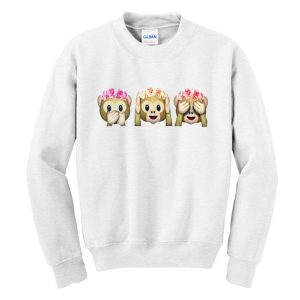 Flower Crown Monkey Emoji Sweatshirt
