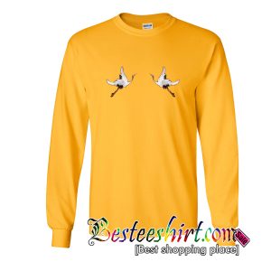 White Crane Brown Sweatshirt