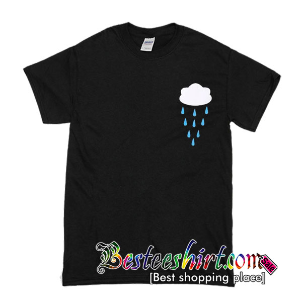 Black Short Sleeve Rain Print T-Shirt