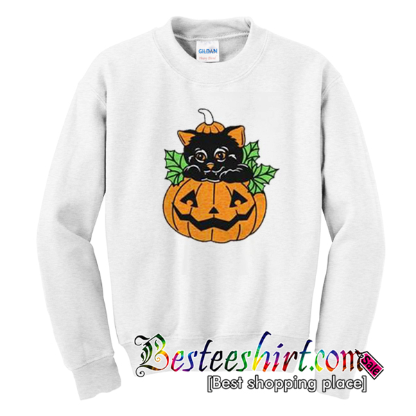 black cat pumpkin sweatshirt