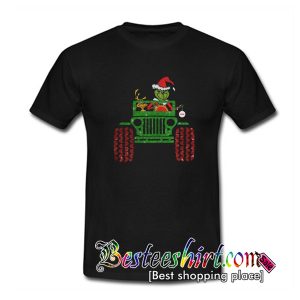 Grinch and Max Driving Jeep Christmas T Shirt