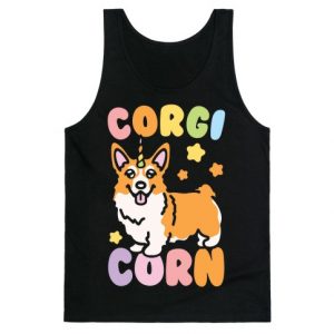 CorgiCorn Unciorn Corgi White Print Tank Top (BSM)