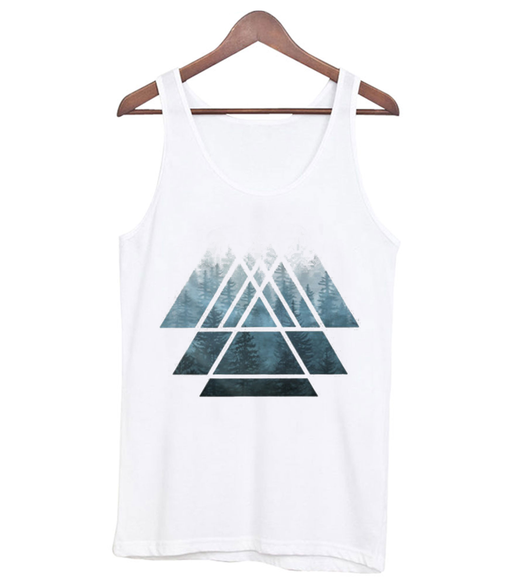 Sacred Geometry Triangles – Misty Forest Tank top (BSM)