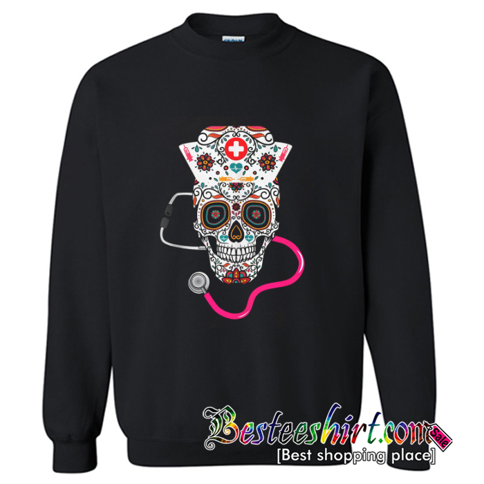 Nurse Sugar Skull Halloween Sweatshirt (BSM)
