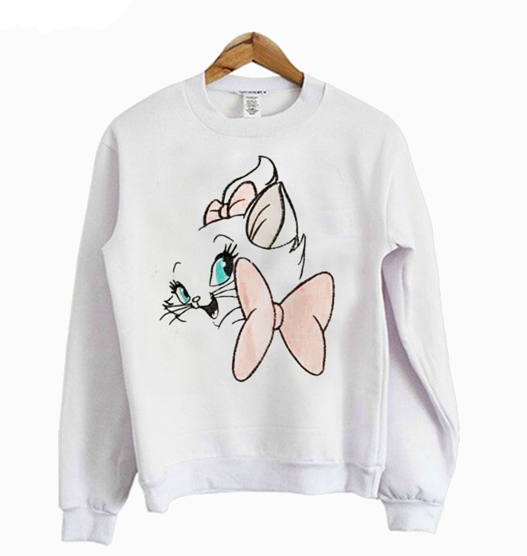 White Round Neck Lace Bow Sweatshirt (BSM)