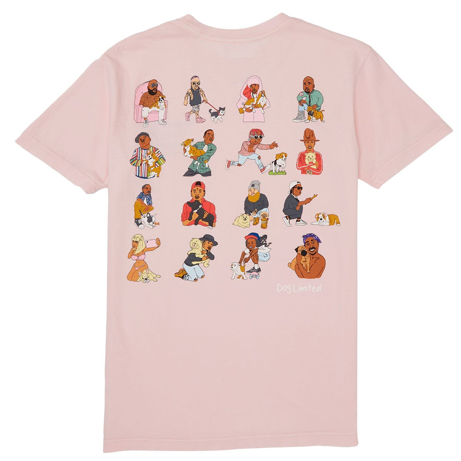 Dog Limited Rappers With Puppies Pink T Shirt Back Bsm