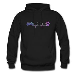 Heartbeat Motorcycle and Dog paw Hoodie (BSM)
