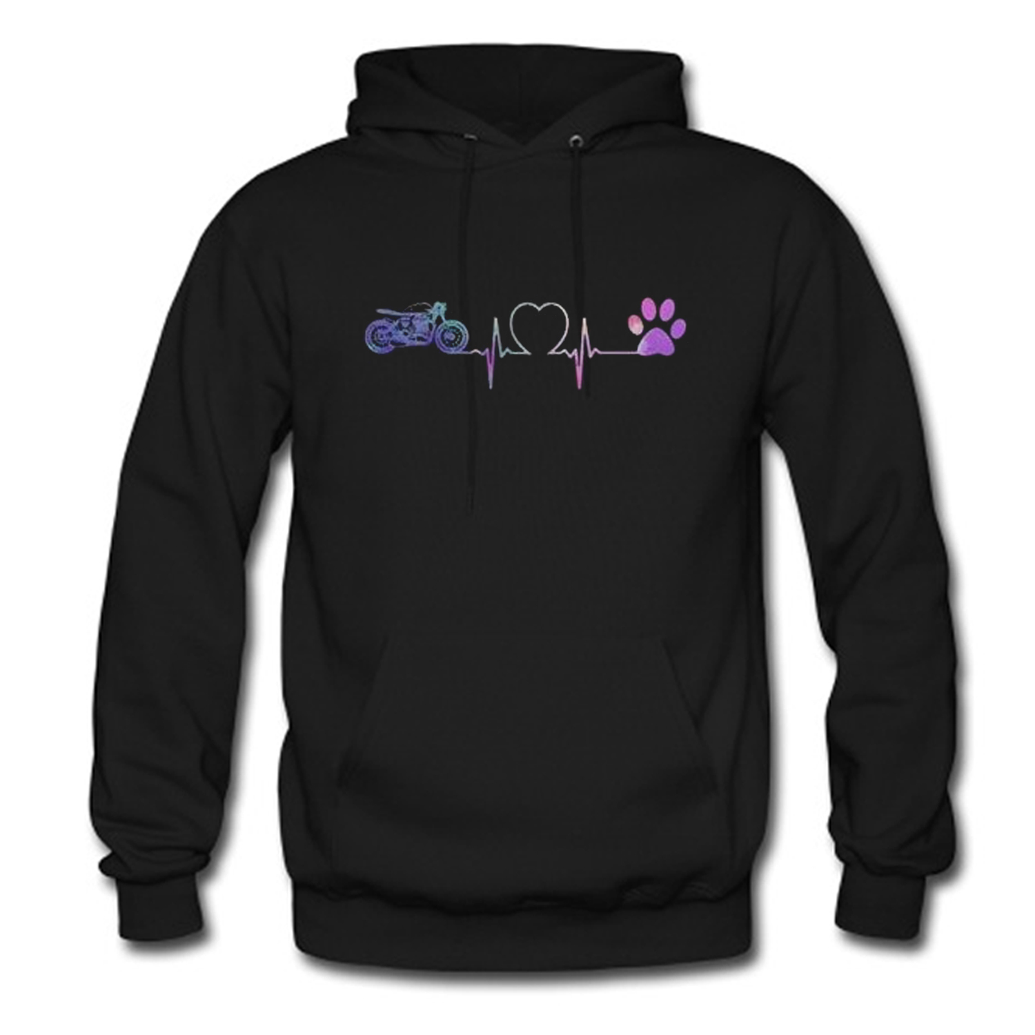 Heartbeat Motorcycle and Dog paw Hoodie (BSM)