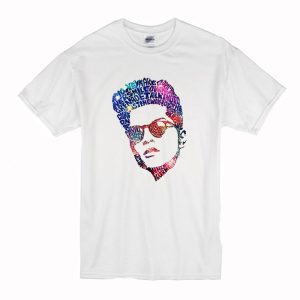 Bruno Mars Face Typography Lyric Famous American Singer T-Shirt (BSM)