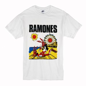 Ramones Rockaway Beach T Shirt White (BSM)