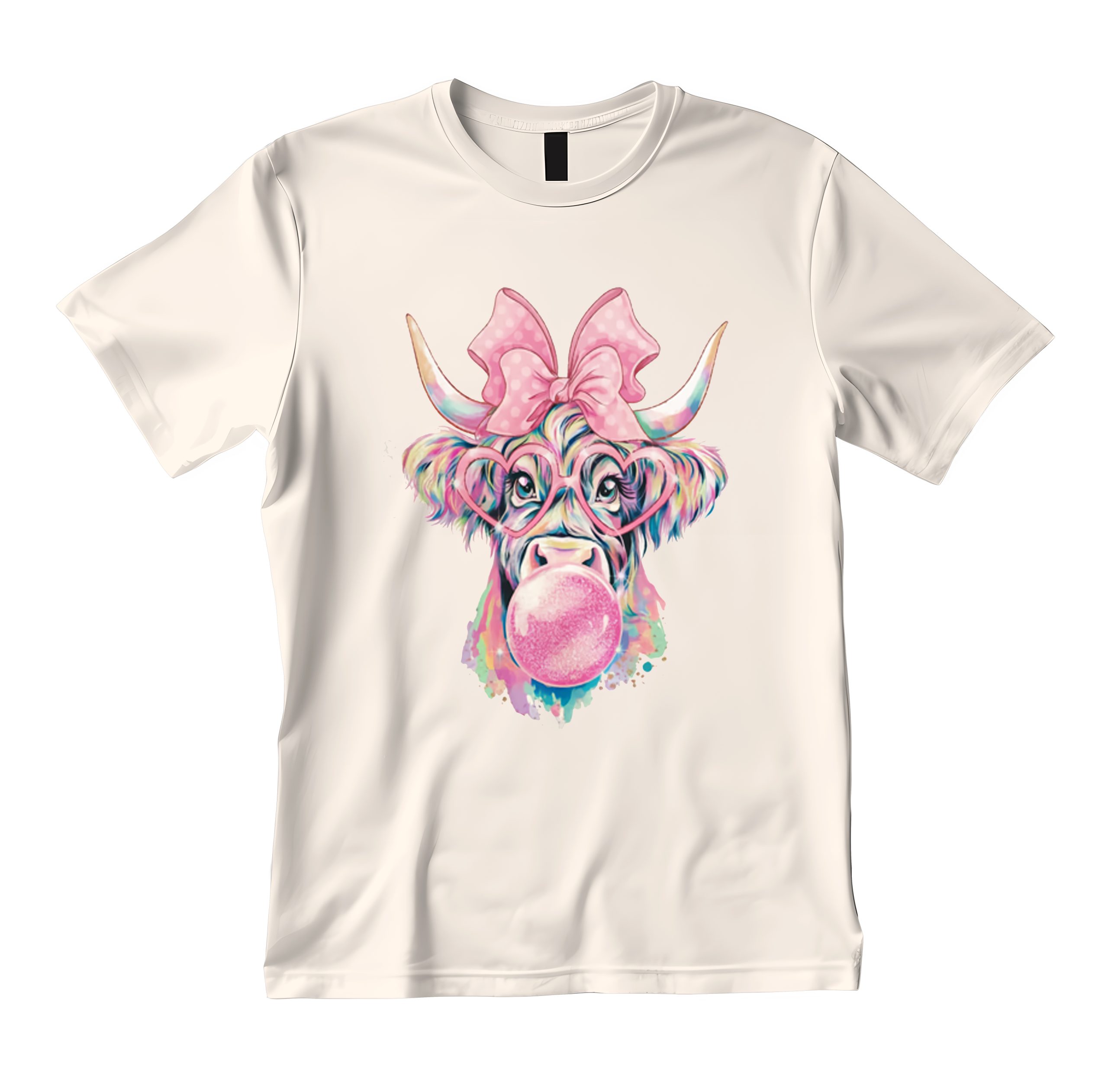 Coquette Highland Cow Bubblegum T-shirt