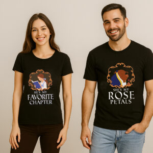 Beauty And The Beast Rose Petals Couples T-Shirt