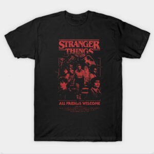 Stranger Things Black 5 Mind Flayer Group Poster T-Shirt